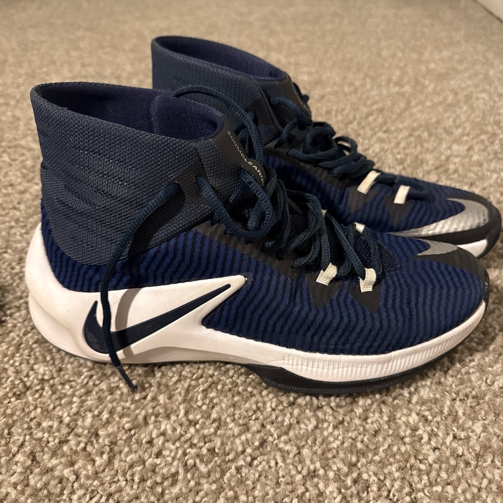 Nike Zoom Navy High-Top Basketball Shoes with White Accents